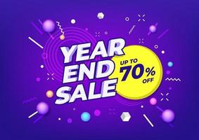 Year end sale poster or flyer design. End of year sale on colorful background. vector