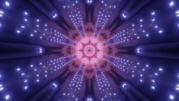 Túnel violeta oscuro con lámparas de neón ilustración 3d foto