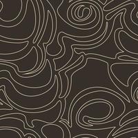 Seamless vector pattern of abstract shapes isolated on a brown dark background. Simple texture in a linear style of beige pastel color on a dark background.