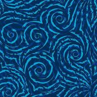 Vector seamless pattern of turquoise spirals of lines and corners on a blue background. Texture of flowing shapes and lines with torn edges.