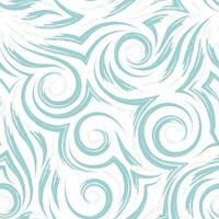 Vector seamless pattern of green spirals of lines and corners on a white background. Texture of flowing shapes and lines of waves of sea.