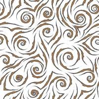 Stock seamless vector pattern of brown flowing lines with ragged edges with black stroke isolated on a white background