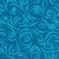 Seamless vector pattern of smooth stripes of blue color in the form of spirals and waves on a blue background.