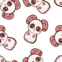 Vector seamless pattern with cute kawaii pandas. Baby style. Print for clothes and wrappers.