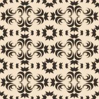 Seamless vector pattern of floral and abstract elements of a dark color on a beige background.