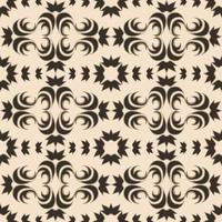 Seamless vector pattern of floral and abstract elements of a dark color on a beige background.