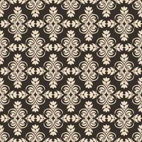 Periodic Seamless Pattern of abstract elements or butterflies and leaves with beige flowers on a brown background. vector