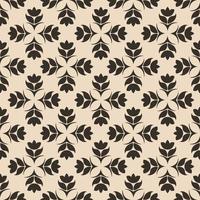 Seamless Pattern of abstract elements or butterflies and leaves with brown flowers on a beige background. vector