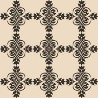 Seamless Pattern of abstract elements or butterflies and leaves with black flowers on a brown background. vector