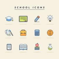 lindo paquete de iconos de escuela simple