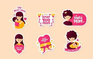 Happy Mother's Day Sticker Set vector