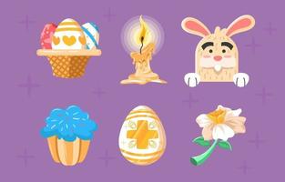 iconos lindos de pascua con ejecución detallada vector