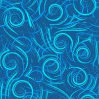 Vector seamless pattern of flowing brush strokes or waves in blue and turquoise. Smooth spiral stripes and corners bright texture for decoration of paper fabrics