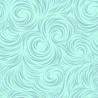 Seamless vector pattern of flowing brush strokes, waves and flow abstract concept. Spiraled curls and swirls. Seamless blue texture for textile fabrics and packaging on a turquoise background