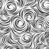 Seamless vector pattern of flowing brush strokes, waves and flow abstract concept. Spiraled curls and swirls. Seamless black texture for textile fabrics and packaging on a white background