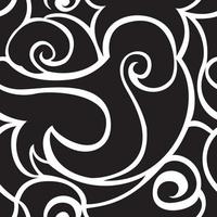 Seamless black vector pattern of spirals and waves. Monochrome texture for textile and packaging.