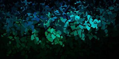 Dark blue, green vector texture with memphis shapes.