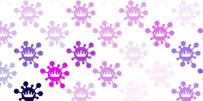 Light purple, pink vector background with covid-19 symbols.