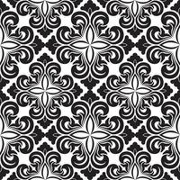 Seamless vector decorative pattern of black floral elements in the form of a rhombus on a white background. Symmetric texture for decoration of fabrics or wrappers.