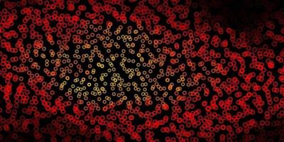 Dark red, yellow vector backdrop with dots.