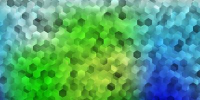 Light blue, green vector texture with colorful hexagons.