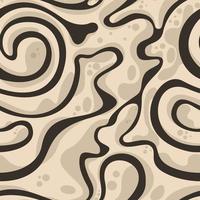 Seamless vector flowing background in brown tones. Texture for fabric or paper, liquid with dripping drops and spirals in beige pastel colors