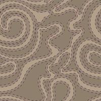 Vector seamless texture in beige color from smooth streamlined shapes stitched with black dotted lines. Abstract background for decoration of fabrics or wrapping paper