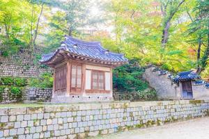 edificios en el palacio changdeokgung en la ciudad de seúl, corea del sur foto