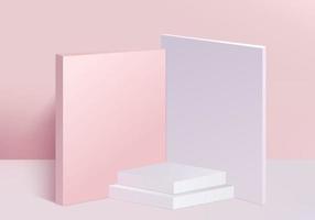 3d background products display podium scene with geometric platform. background vector 3d rendering with podium. stand to show cosmetic products. Stage showcase on pedestal display pink studio