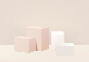 cilindro escena mínima abstracta con plataforma geométrica. Representación 3d del vector del fondo del verano con el podio. Stand para mostrar productos cosméticos. escaparate de escenario en pedestal moderno estudio 3d beige pastel