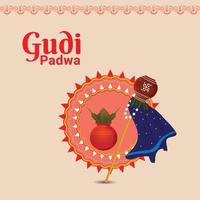 Gudi padwa vector illustration and background