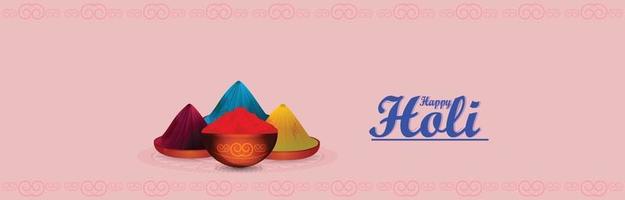 banner o encabezado de diseño plano feliz holi vector