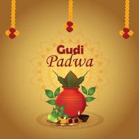 Ilustración de vector de celebración de gudi padwa y fondo