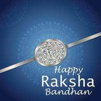 Happy rakhi background with silver crystal rakhi vector