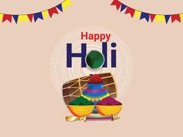 Feliz celebración del festival indio holi banner o tarjeta de felicitación vector