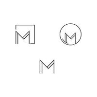 Letter M line logo design.minimal monochrome monogram symbol vector