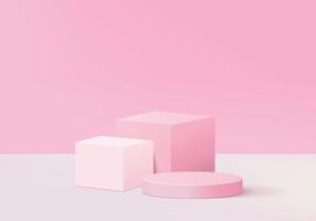 Minimal pink podium and scene with 3d render vector in abstract abackground composition, 3d illustration mock up scene geometry shape platform forms for product display. stage for product in modern.
