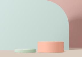 Minimal pink podium and scene with 3d render vector in abstract abackground composition, 3d illustration mock up scene geometry shape platform forms for product display. stage for product in modern.