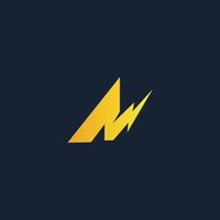 Electric Industrial. Power logo. The letter A with lightning on a dark background. vector