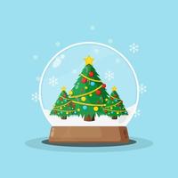 Christmas snowball with christmas tree vector