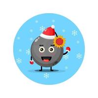 Cute Bomb mascot wearing Santa's hat vector