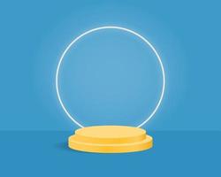 Empty cylinder podium on minimal background. Abstract minimal scene with geometrical forms. Design for product presentation. 3d vector illustration.