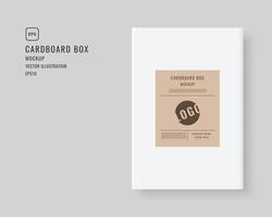 Package cardboard box with label. Cardboard box mockup. Mockup vector isolated. Template design. Realistic vector illustration.