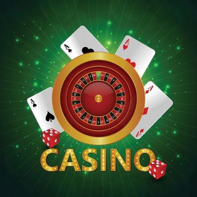 Casino gambling game with goldentext and playing cards and casino slot