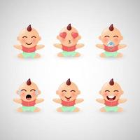 linda colección de diseño de emoticonos de bebé niño vector