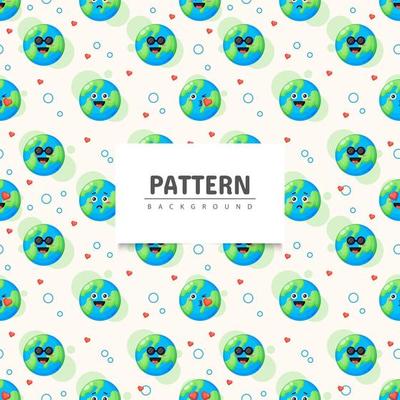 Earth with emoticon seamless pattern
