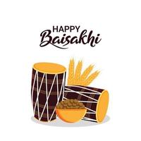 Flat illustration of sikh festival happy vaisakhi celebration greeting card and background vector