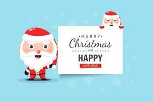 Cute Santa Claus wishes you a Merry Christmas and Happy New Year vector