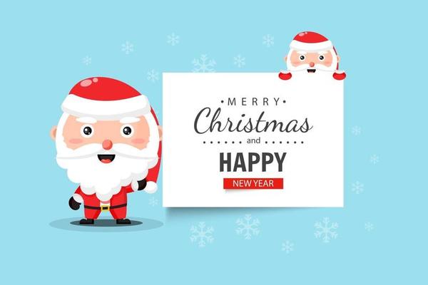 Cute Santa Claus wishes you a Merry Christmas and Happy New Year