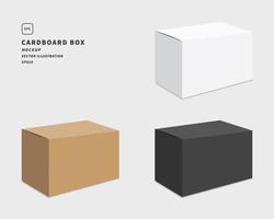 Package cardboard box set. Mockup vector isolated. Template design. Realistic vector illustration.